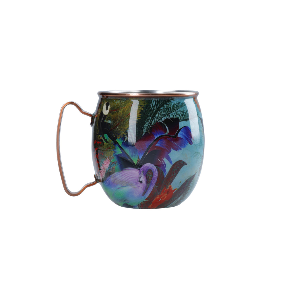 Mikasa x Sarah Arnett Stainless Steel Moscow Mule Mug with Flamingo Print, 450ml