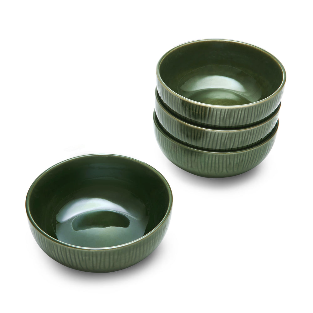 Mikasa Jardin Stoneware Cereal Bowls, Set of 4, 15cm, Green