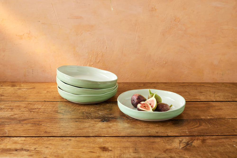Jamie Oliver Big Love Dishy Bowls, Stoneware, Set of 4, Green, 22cm