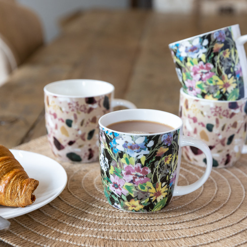 KitchenCraft Terrazzo Floral Mugs - Set of 4