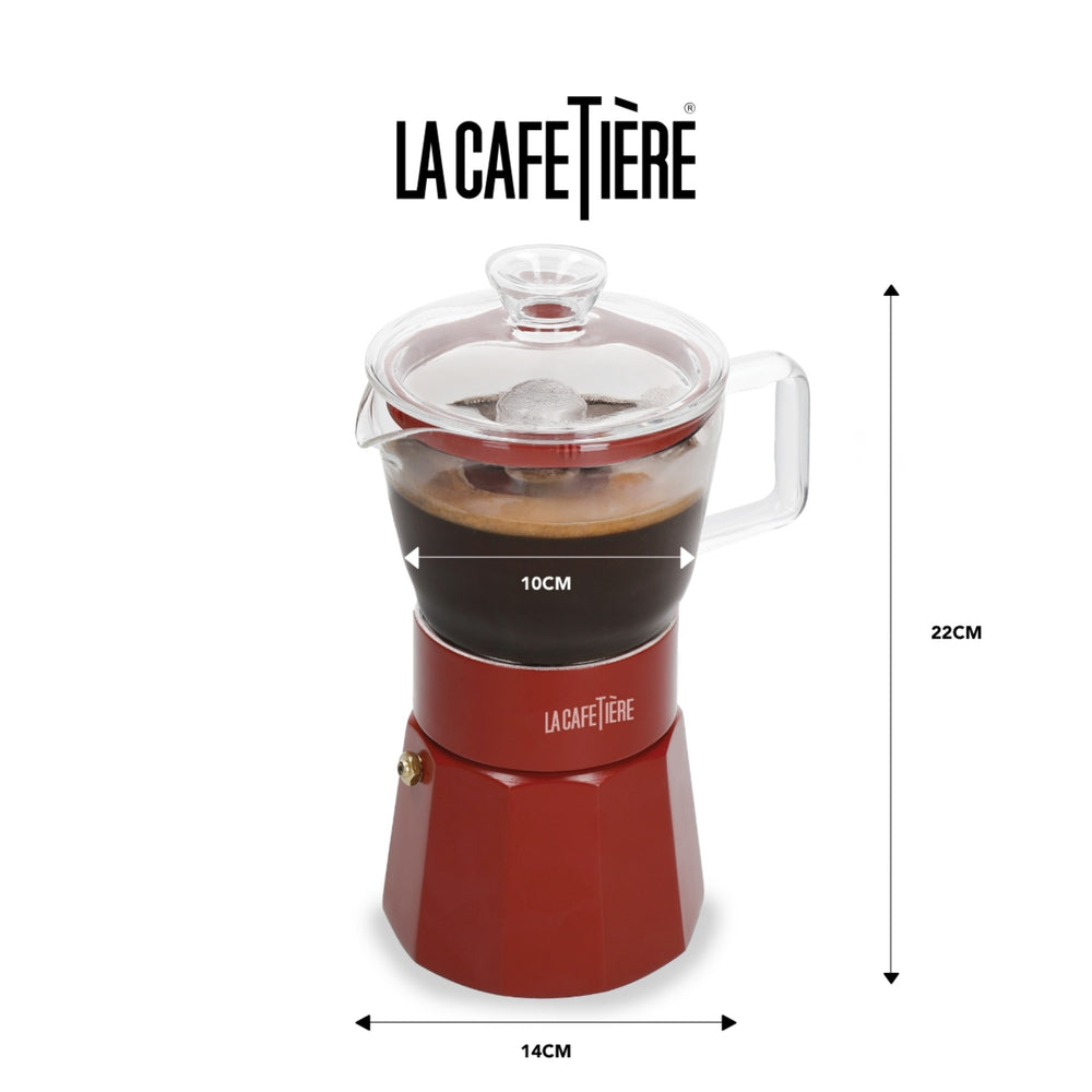 La Cafetière Verona Glass Espresso Maker - 6 Cup, Red