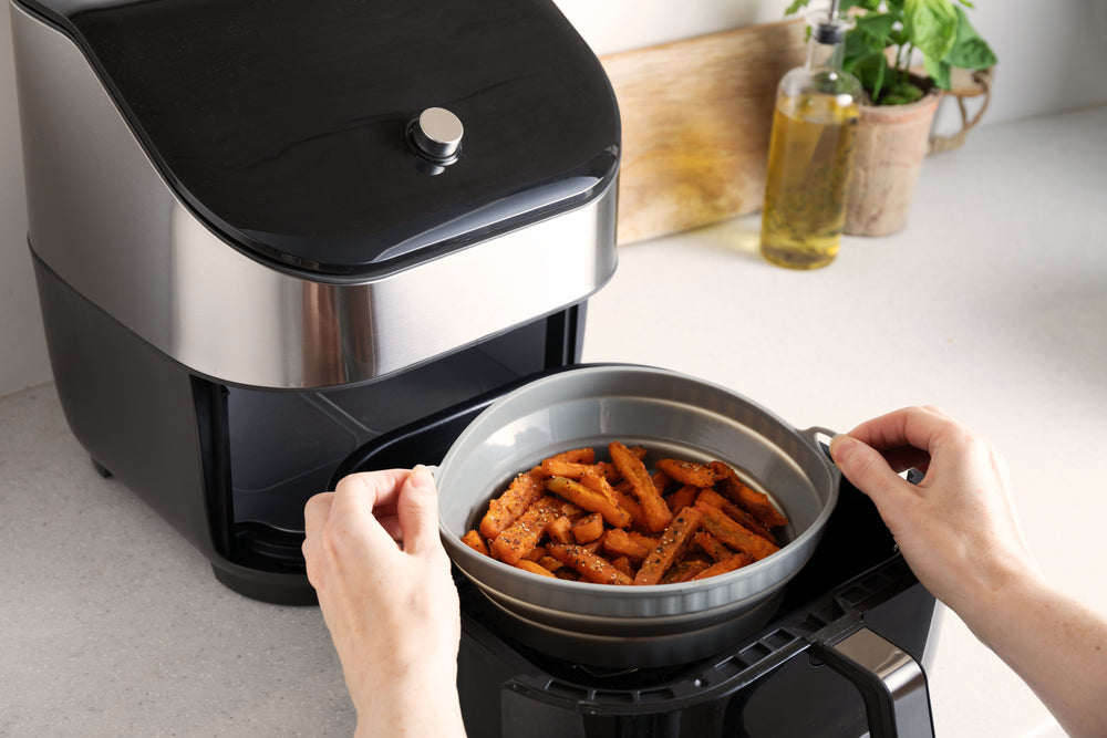 KitchenCraft Collapsible Air-Fryer Liner, Round, Silicone Liner, 20 x 20 x 6CM