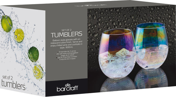 BarCraft Set of Two Iridescent Glass Tumblers image 4
