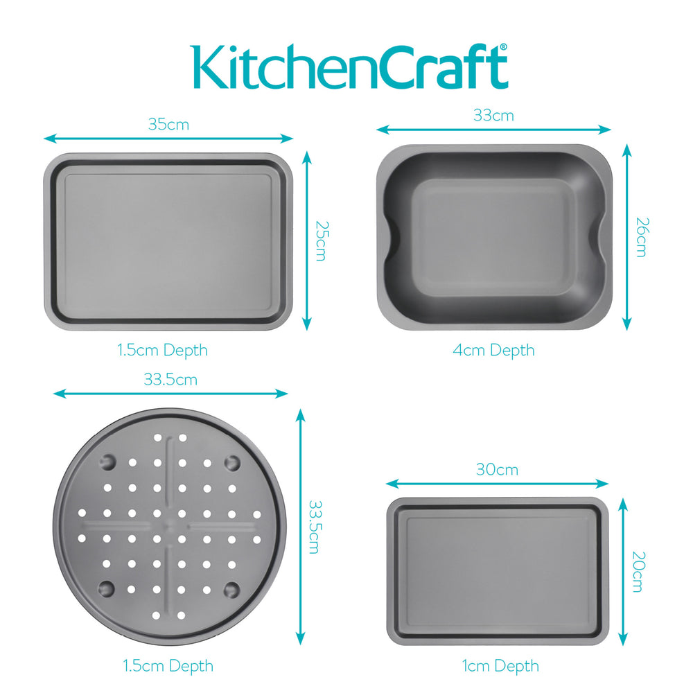 KitchenCraft 4-Piece Non-Stick Pizza and Roasting Tin Set