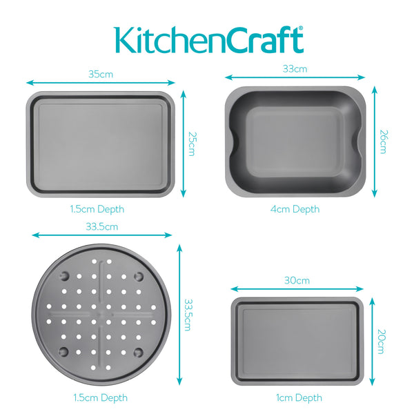 KitchenCraft 4-Piece Non-Stick Pizza and Roasting Tin Set image 7
