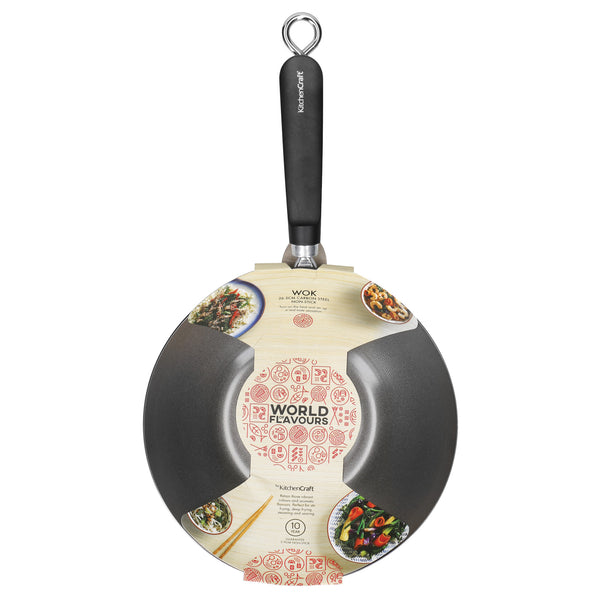 KitchenCraft World of Flavours Oriental Carbon Steel Non-Stick Wok, 26.5cm image 4