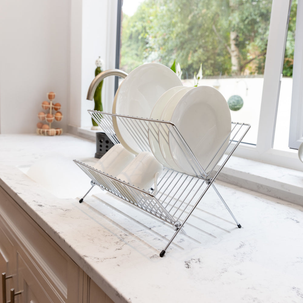 KitchenCraft Chrome Plated Small Fold Away Dish Drainer