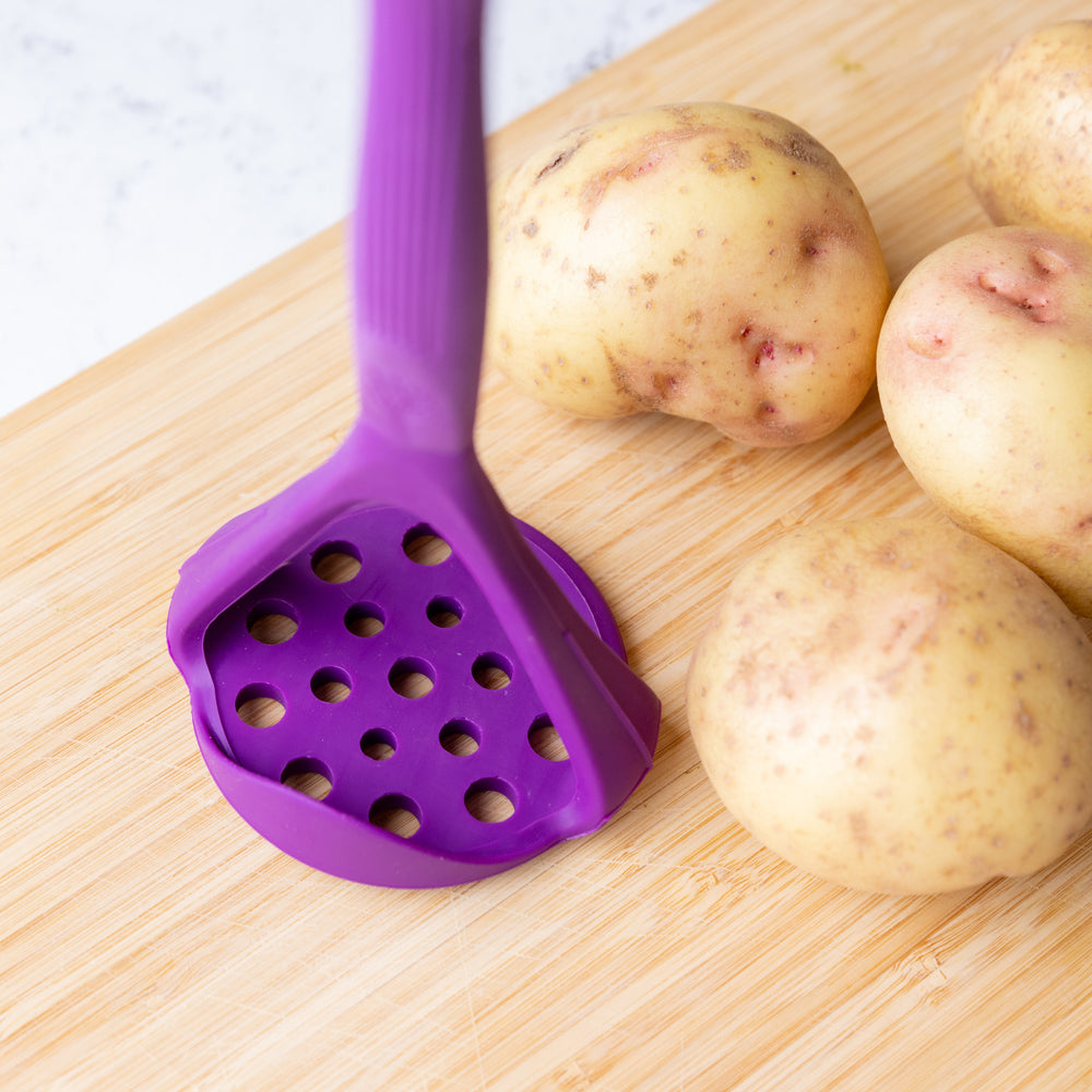 Colourworks Purple Silicone Potato Masher with Built-In Scoop