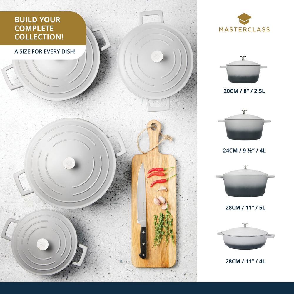 MasterClass Shallow 4 Litre Casserole Dish with Lid - Ombre Grey