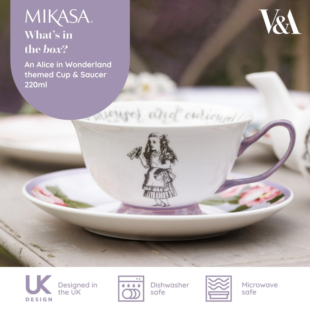 Mikasa and the V&A Alice In Wonderland Bone China Tea Cup and Saucer, 140ml
