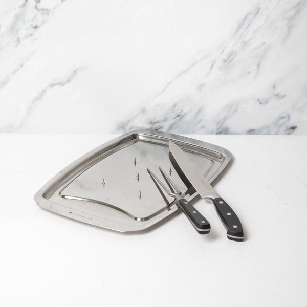 2pc Carving Set with Spiked Metal Carving Board and Carving Fork & Carving Knife with Retractable Knife Guard image 2