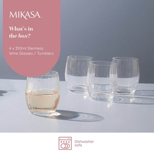 Mikasa Treviso Crystal Stemless Wine Glasses, Set of 4, 350ml image 7