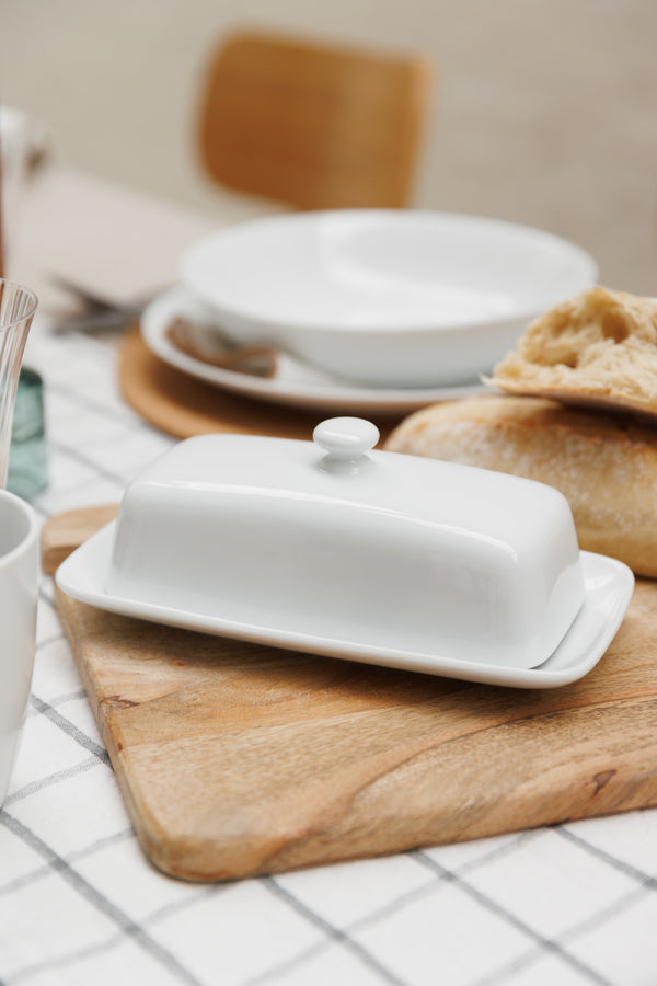 Mikasa Chalk Porcelain Butter Dish, 21cm, White image 2