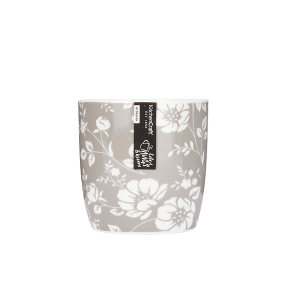 Set of 4 KitchenCraft China Grey Floral Mugs image 2
