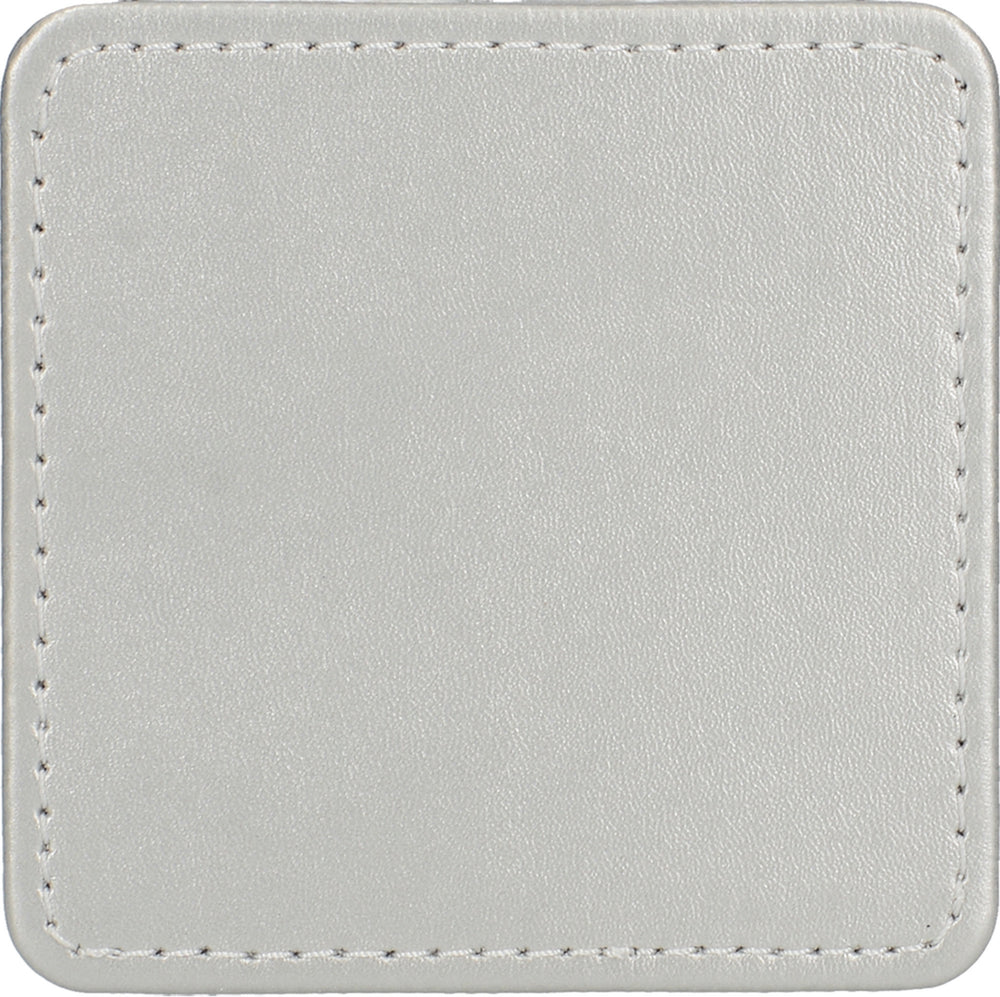 Creative Tops Naturals Premium Pack Of 4 Stitched Edge Faux Leather Coasters Metalic Silver