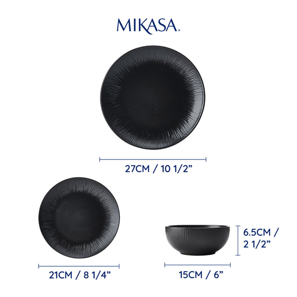 Mikasa Jardin Midnight 12-Piece Stoneware Dinner Set, Black image 7