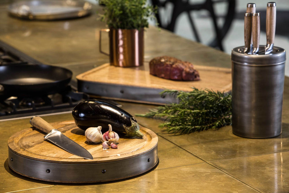 Industrial Kitchen 5-Piece Stainless Steel Knife Set and Knife Block