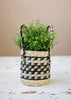 KitchenCraft Seagrass Plant Basket with Handles, Black & Grey Striped Design