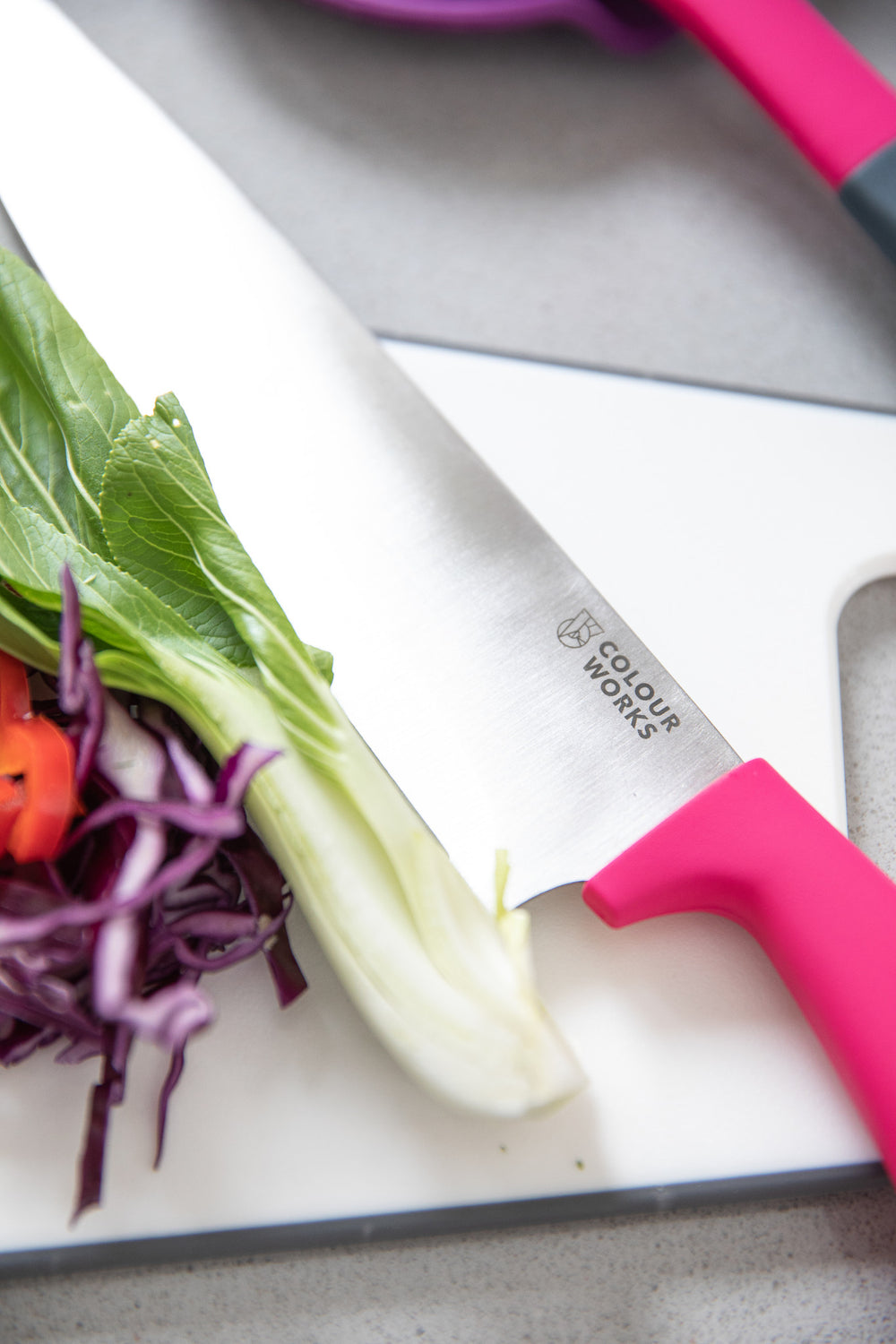 Colourworks 6 Piece Knife Block Set with Wooden Block and Chopping Board