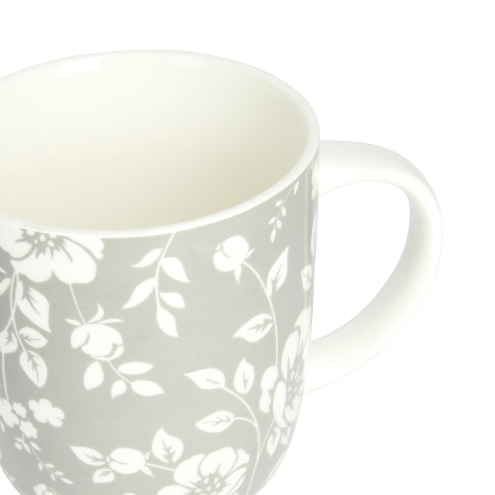 KitchenCraft Grey Floral / Polka Dot Mugs - Set of 4