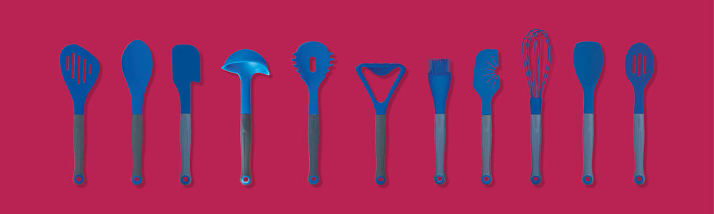 Colourworks Brights Blue Long Handled Silicone-Headed Slotted Food Turner