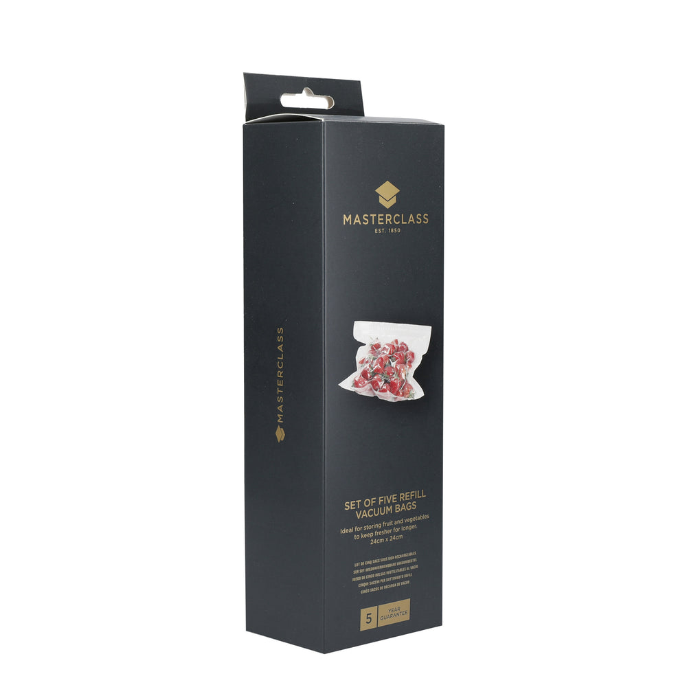 MasterClass Set of 5 Reusable Food Vacuum Sealer Bags for MCVACBAGSET, Polyethylene