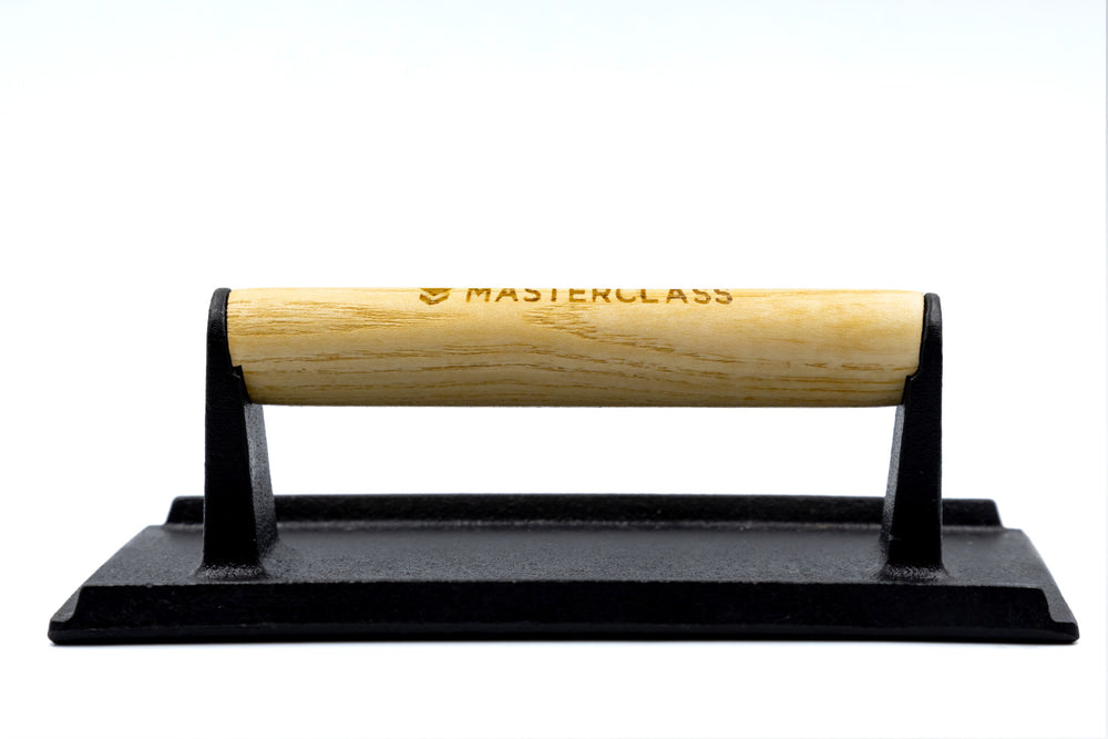 MasterClass Cast Iron Grill Press with Wooden Handle image 1