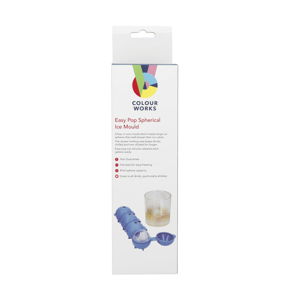 Colourworks Sphere Ice Cube Moulds in Gift Box, LFGB-Grade Silicone - Blue