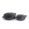 MasterClass 2pc Cast Aluminium Casserole Dish Set with 2x Non-Stick Casserole Dishes, 2.5L and 5L, Black