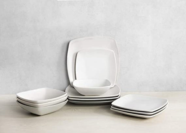 Creative Tops Raven White 12 Piece Dinner Set, Square, Ceramic, Service for 4 image 3