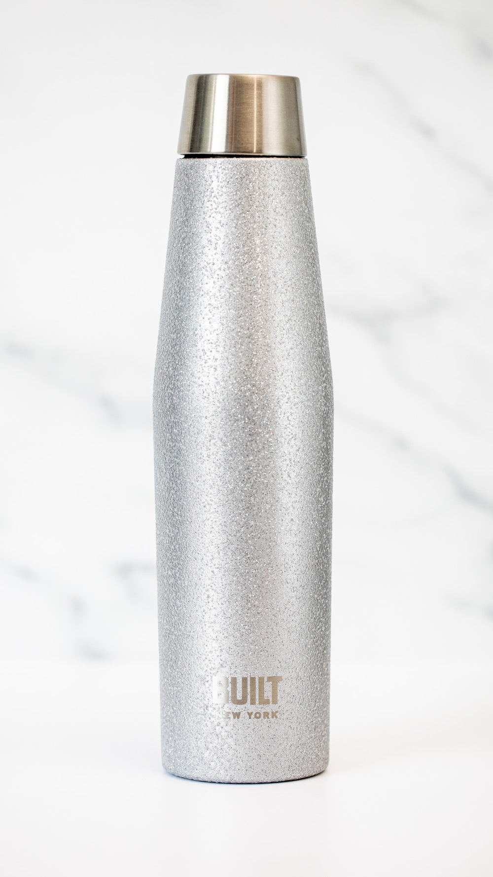 BUILT Apex 540ml Insulated Water Bottle, BPA-Free 18/8 Stainless Steel - Silver Glitter