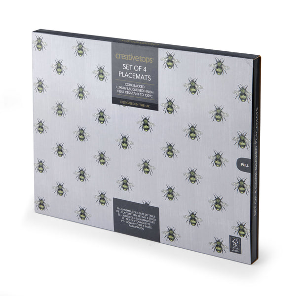 Creative Tops Printed Country Bee Rectangle Placemats Set Of 4, Grey, 30 x 22.5CM image 4