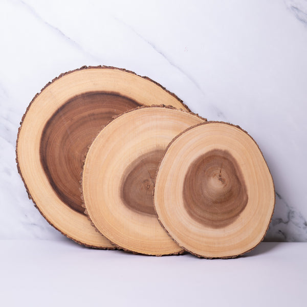 3pc Wooden Serving Board Set with Small, Medium and Large Acacia Wood Round Serving Boards image 3