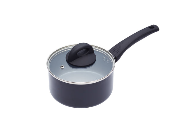 3pc Ceramic Non-Stick Eco Aluminium Saucepan Set with 16cm, 18cm and 20cm Saucepans with Lids image 4