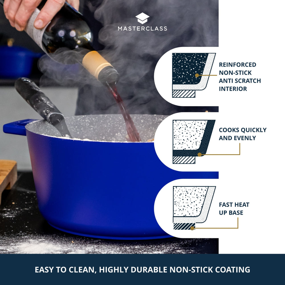 MasterClass Electric Blue Cast Aluminium Casserole Dish, 4L