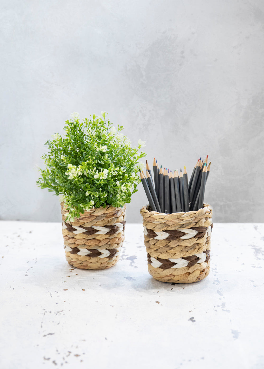 KitchenCraft Water Hyacinth Planters, Set of 2, Striped Design