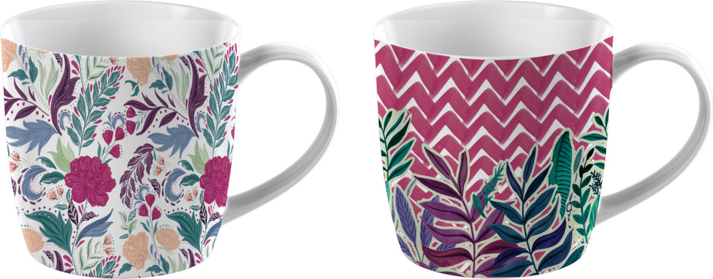 KitchenCraft Exotic Floral Mugs - Set of 4