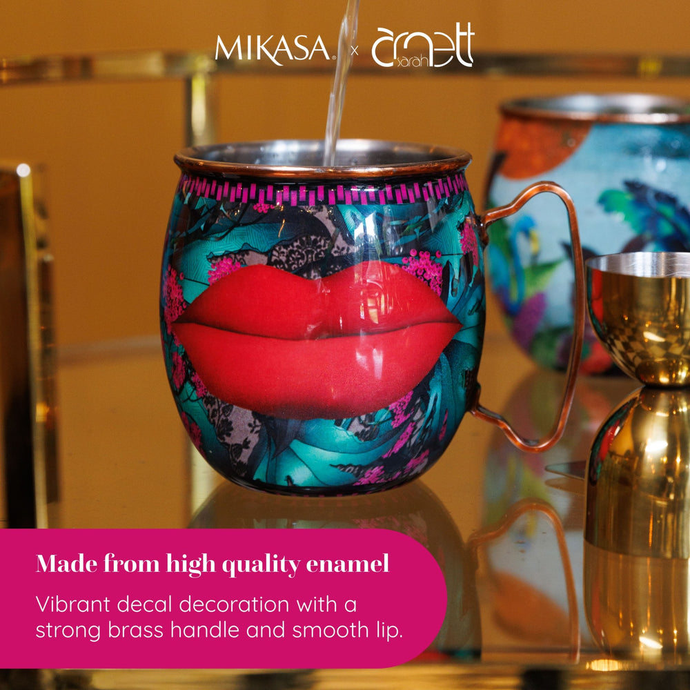 Mikasa x Sarah Arnett Stainless Steel Moscow Mule Mug with Lip Print, 450ml