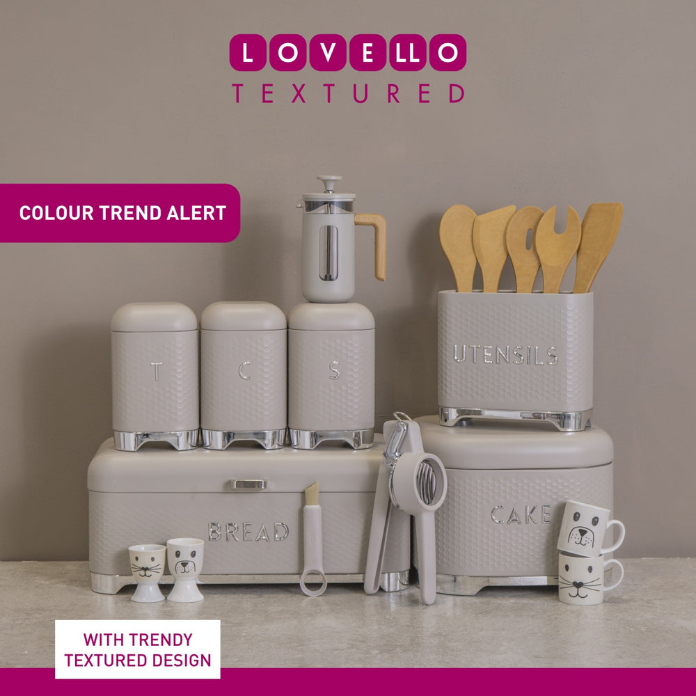 KitchenCraft Lovello Textured Large Bread Bin - Latte Cream