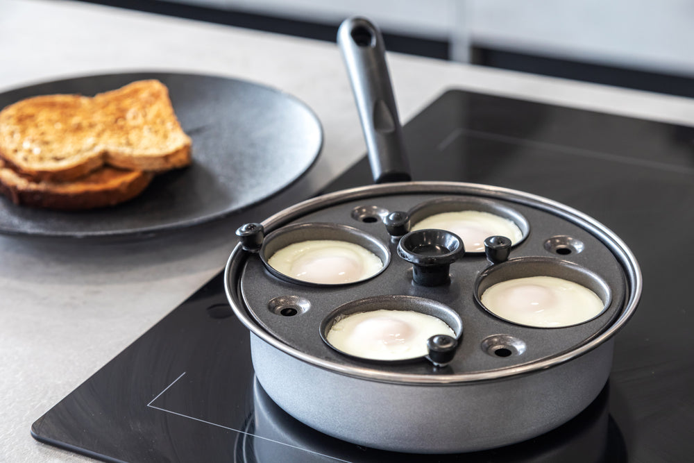 KitchenCraft Aluminium Coated Carbon Steel Four Hole Egg Poacher