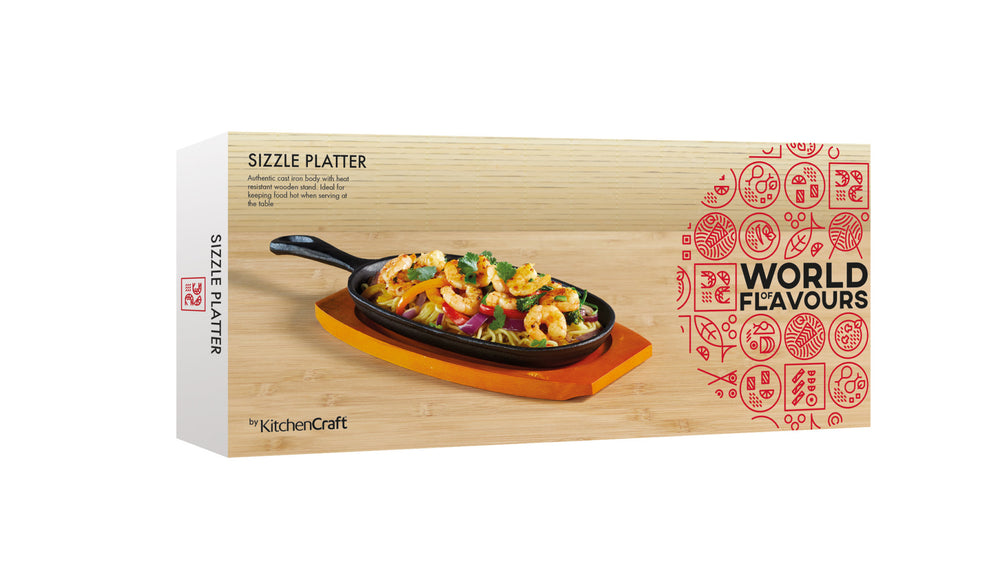 KitchenCraft World of Flavours Oriental Iron Sizzle Platter