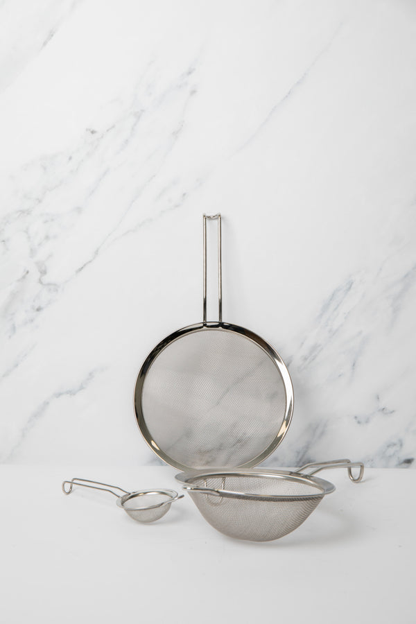 3pc Fine Mesh Stainless Steel Sieve Set includes 7.5cm, 18cm, and 20.5cm Sieves image 2