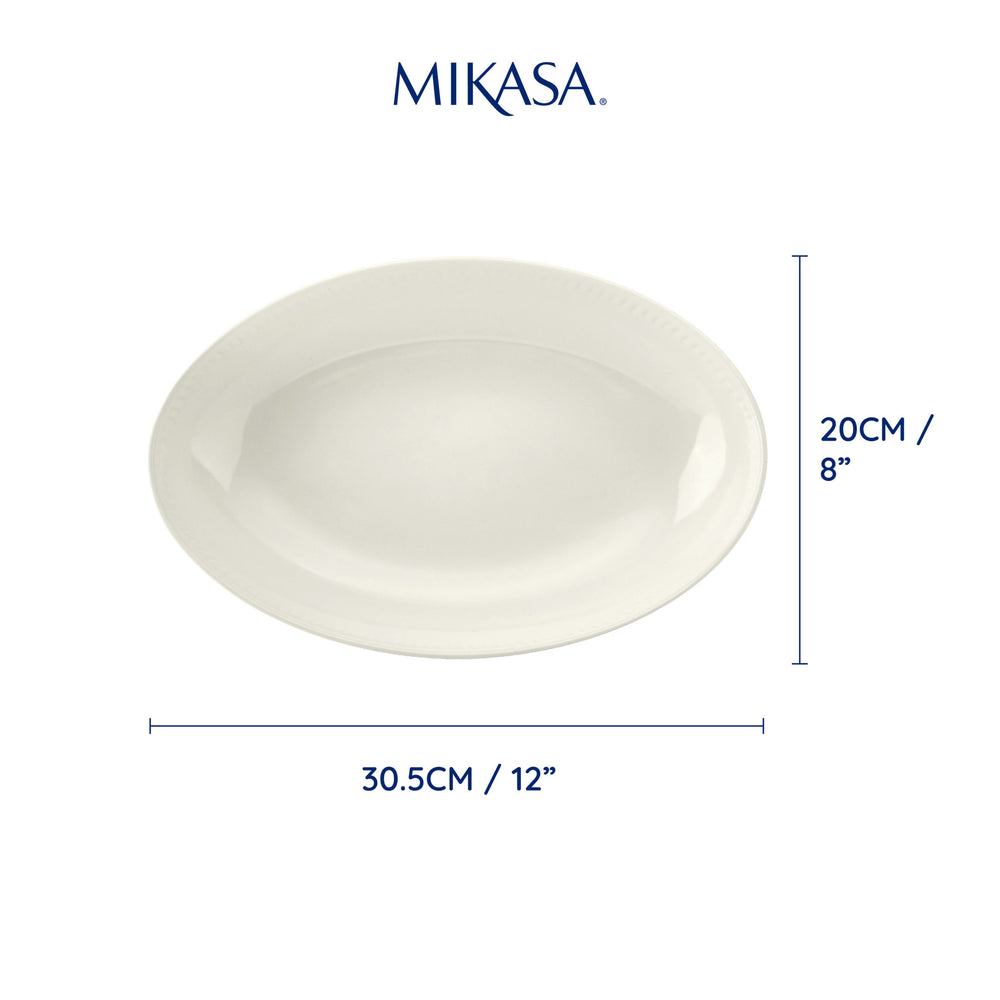 Mikasa Cranborne Stoneware Serving Bowl, 30.5cm, Cream