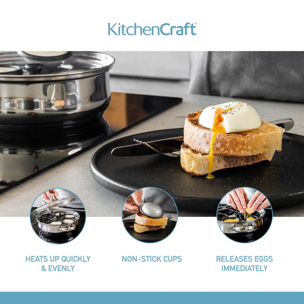 KitchenCraft Stainless Steel 6-Hole Egg Poacher, 28cm image 10