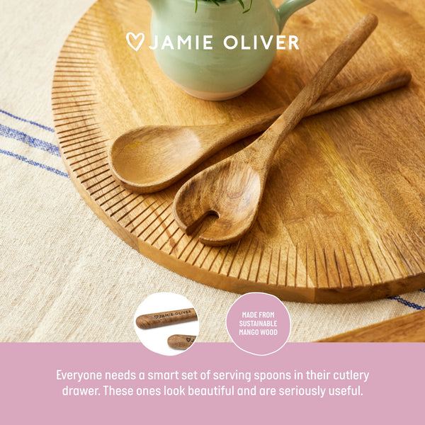 Jamie Oliver Big Love Serving Spoon Set, Mango Wood, Set of 2 image 8