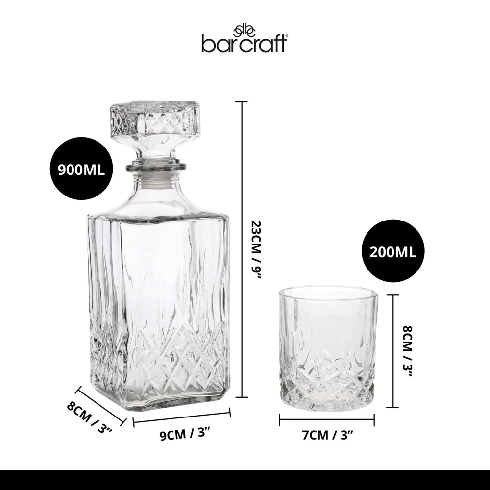 BarCraft Cut Glass Decanter Set