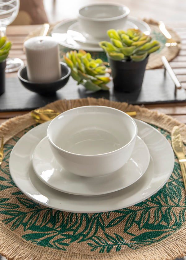 Creative Tops Round Hessian Placemats, Set of 4, Green Leaf Design, 43cm image 2