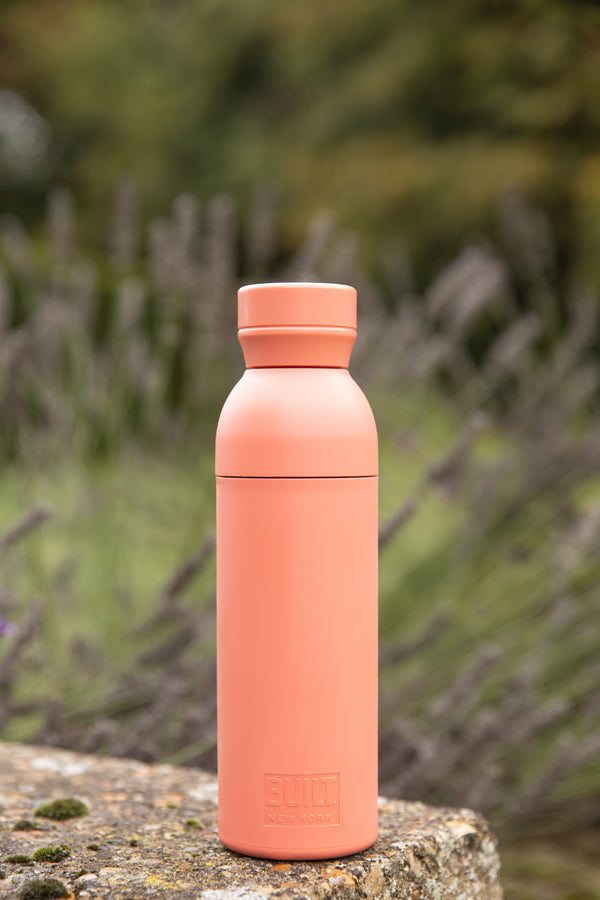 BUILT Planet Bottle, 500ml Recycled Reusable Water Bottle with Leakproof Lid - Coral Pink image 6