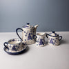 5pc Ceramic Tea Set with 4-Cup Teapot, Teacup, Saucer, Milk Jug and Sugar Bowl - Blue Rose image 2