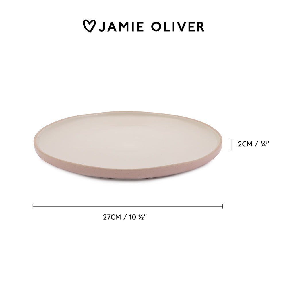 Jamie Oliver Big Love Perfect Plates, Stoneware, Set of 4, Pink, 27cm